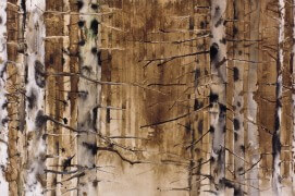 Forêt de bouleaux à l'encre de chine et au brou de noix / ©  Ji Young Demol Park 