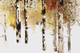 Forêt de bouleaux à l'encre de chine et au brou de noix / ©  Ji Young Demol Park 