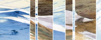 En quête du lièvre variable, Laurent Willenegger a parcouru les Alpes durant le printemps, en pleine fonte des neiges. Ses pinceaux ont saisi la beauté du paysage et Jean-Luc Wisard notre graphiste en a fait des compositions graphiques.