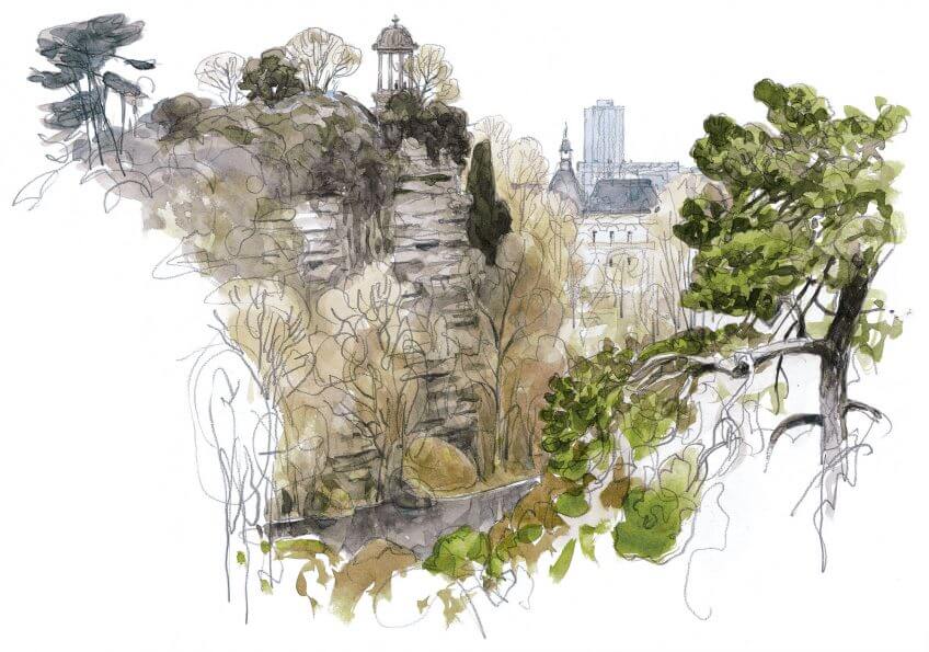 Buttes-Chaumont à Paris Le chant de bataille de la mésange charbonnière