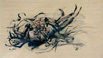 Crabe - Encre de Chine et pastel sur papier kraft, 100 x 130 cm