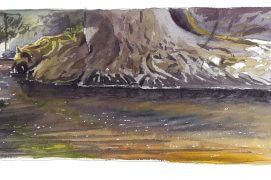 La rivière et ses reflets scintillants en aquarelle / © Laurent Willenegger