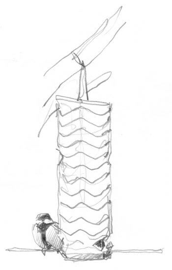 Mangeoire à oiseaux bricolée avec une bouteille PET. La mésange charbonnière au jardin