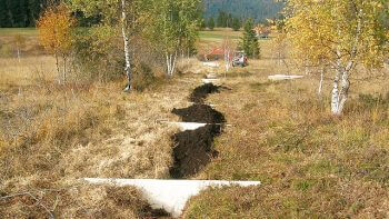 Utilisation de tourbe pour combler des fossés de drainage Utilisation de tourbe pour combler des fossés de drainage