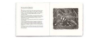 Fac-similé du livre de gravure "Impressions": Famille de blaireaux / © Pierre Baumgart (gravure), Blaise Hofmann (texte)