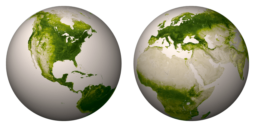 La couleur verte sur terre, vue par le satellite Suomi NPP Un satellite suit la répartition de la chlorophylle sur Terre