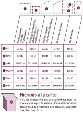 Dimensions des nichoirs selon l'espèce d'oiseau Comment construire un nichoir pour les oiseaux ? Dimensions des nichoirs selon l'espèce d'oiseau