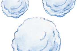 Le grésil est typique des chutes de neige orageuses. / © Dessins Rose Gigon ( Météorisk/Le vent des cimes)