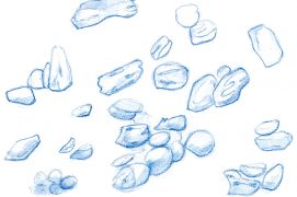 Quand la neige s'accumule par terre, elle se transforme souvent en grains fins. / © Dessins Rose Gigon ( Météorisk/Le vent des cimes)