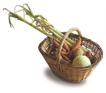 Panier de légumes Panier de légumes chou carotte poireau