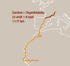 Deuxième étape à vélo entre Genève et Organbidexka. Deuxième étape d'un voyage en suivant les oiseaux migrateurs - La Salamandre carte