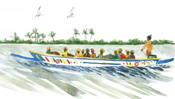 Les jours de marché, les villages situés le long du Niger sont reliés par des pirogues. 