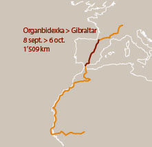 Troisième étape à vélo entre Organbidexka et Gibraltar. Troisième étape d'un voyage en suivant les oiseaux migrateurs - La Salamandre carte
