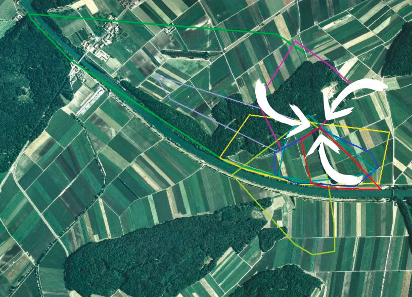 Le domaine vital des 8 couleuvres et l'endroit où toutes convergent.  L’énigme de la grande plaine aux couleuvres - La Salamandre