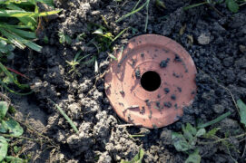 Rebouchez en laissant le trou de drainage au ras du sol.