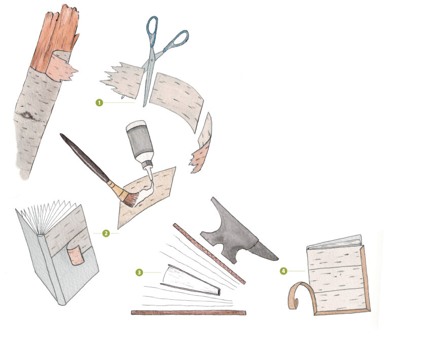 Un protège cahier en écorce de bouleau