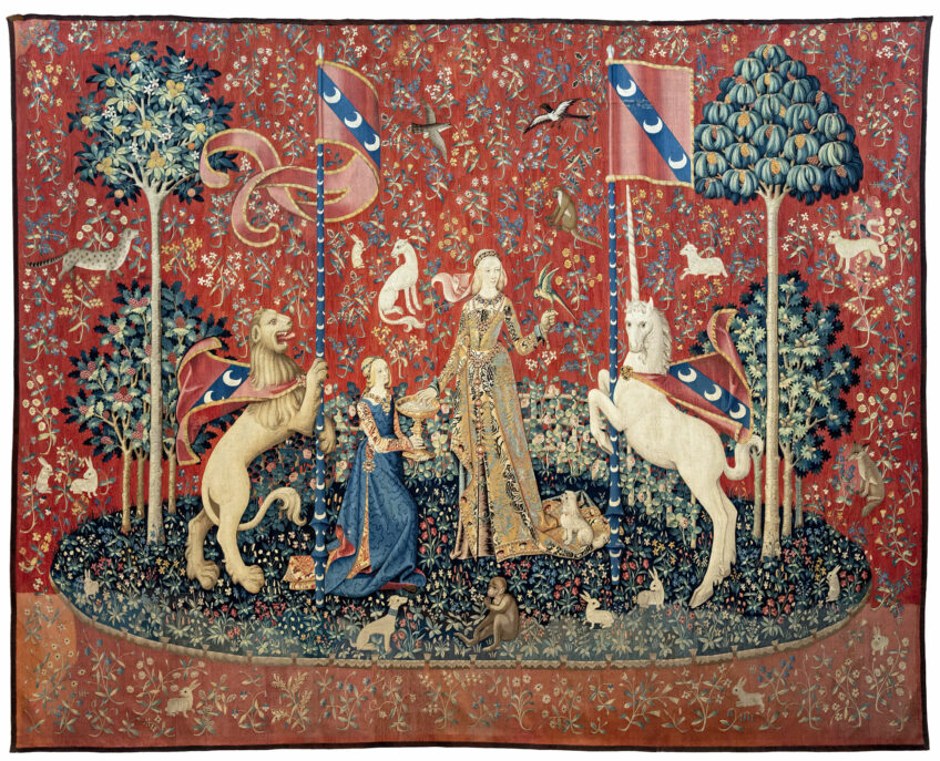 Genette représentée sur
Le Goût, l’une des six
tapisseries qui composent
la tenture de La Dame à la
licorne, datée entre 1484
et 1538 et conservée au
musée de Cluny, à Paris. Genette, un animal presque exotique - animal bizarre