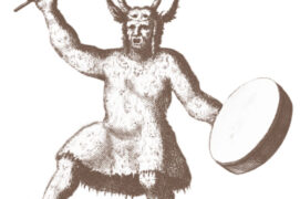 Chaman Tungus sibérien (extrait de gravure de Nicolas Witsen, 1705) 