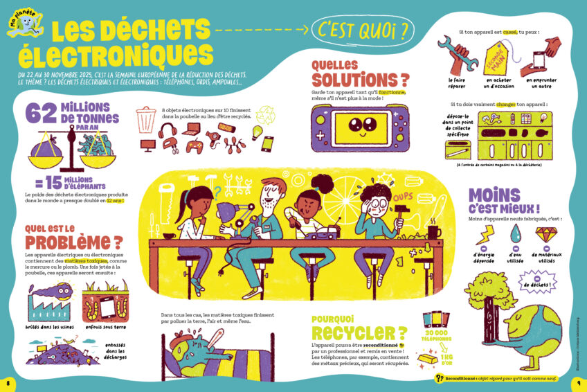 Ma planete les dechets electroniques salamandre junior poster infographique