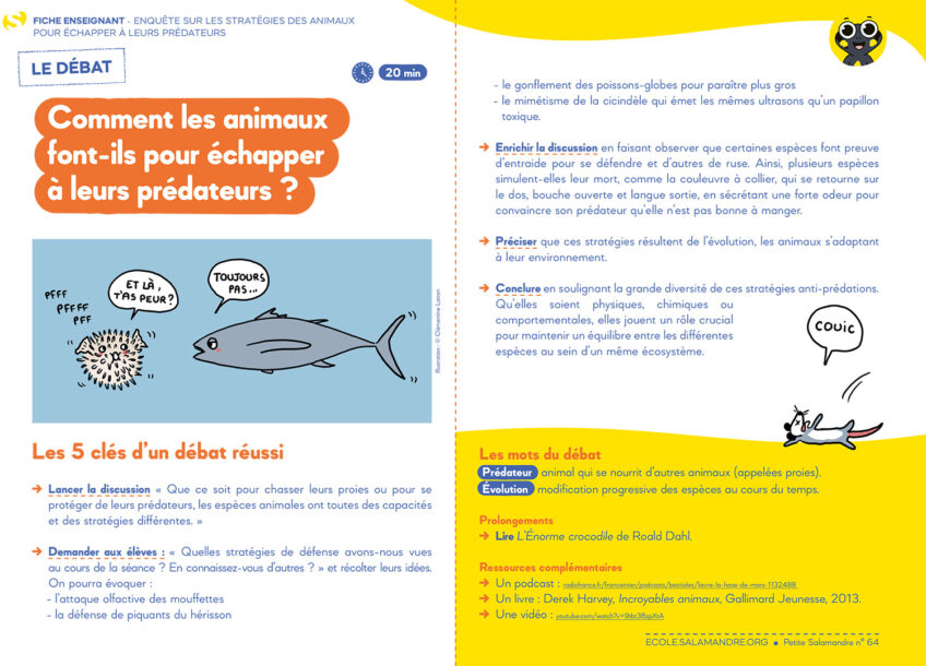 PSA64 fiche debat comment les animaux font ils pour échapper à leurs predateurs